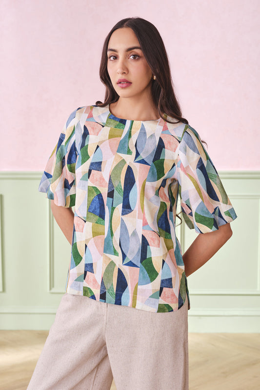 Geo Penchants Viscose Blend Top