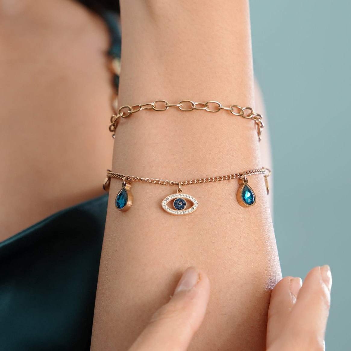 Gracie Evil Eye Rosegold Plated Bracelet
