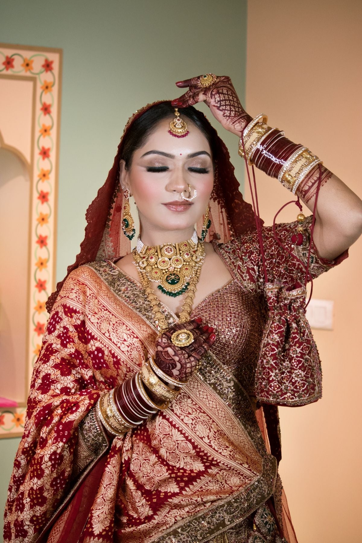 beautiful multi color floral motif bridal lehenga