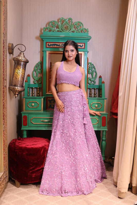 Light Purple Fancy Net Lehenga