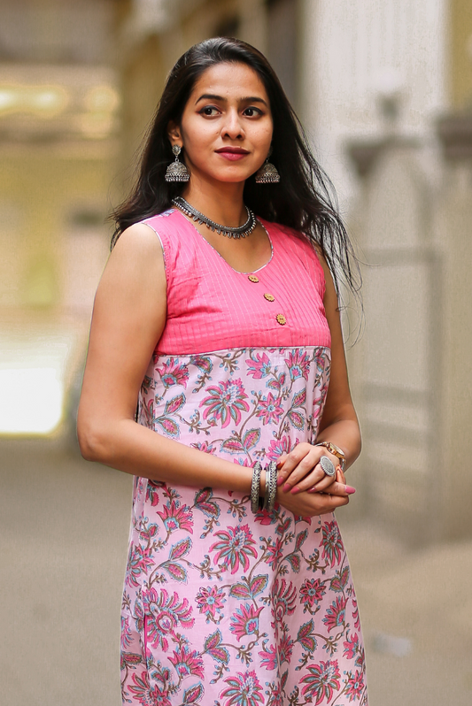 Block Printed Cotton Kurti  Romance (KURTI)