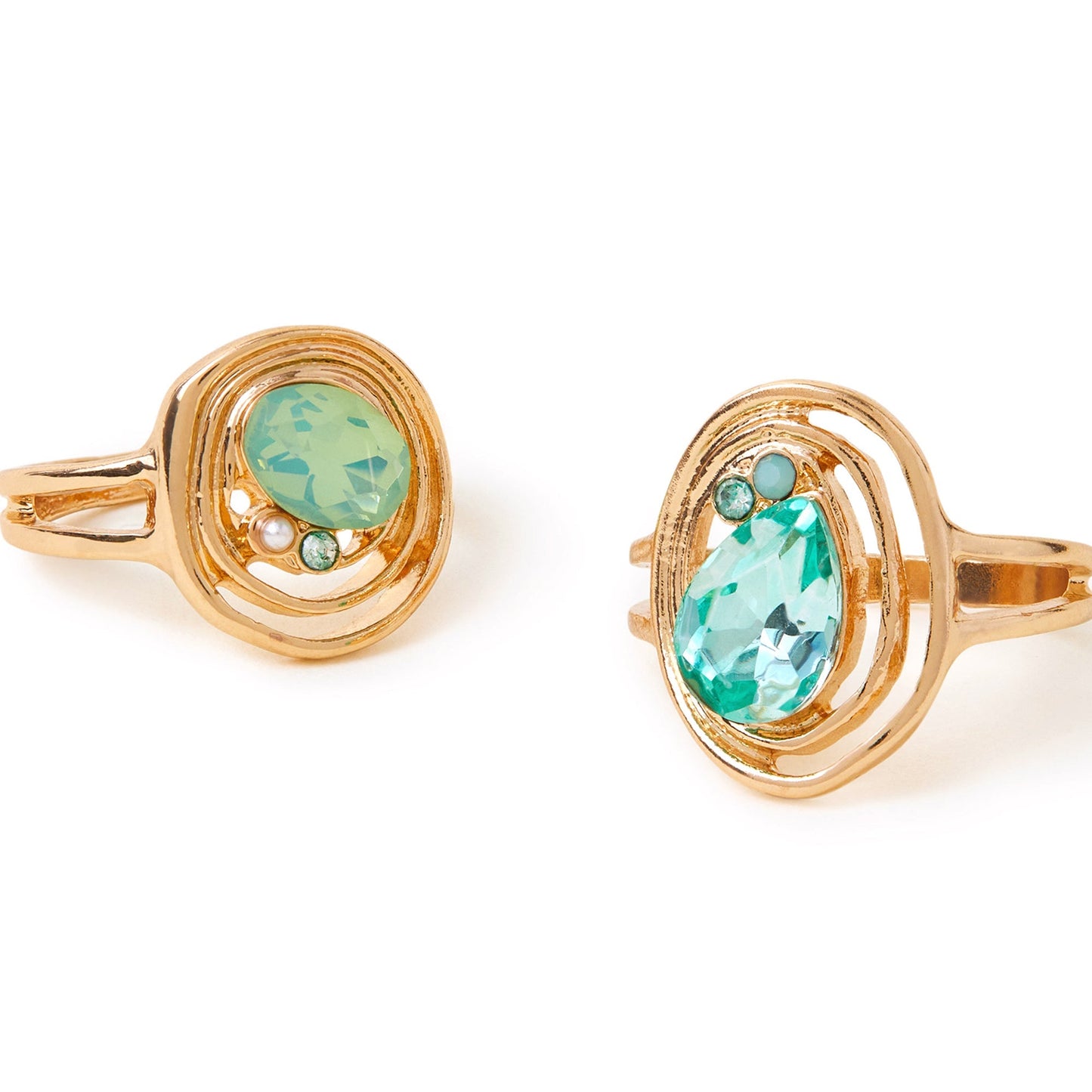 London Women's Green 2-Pack Encircled Gem Rings Green-Small