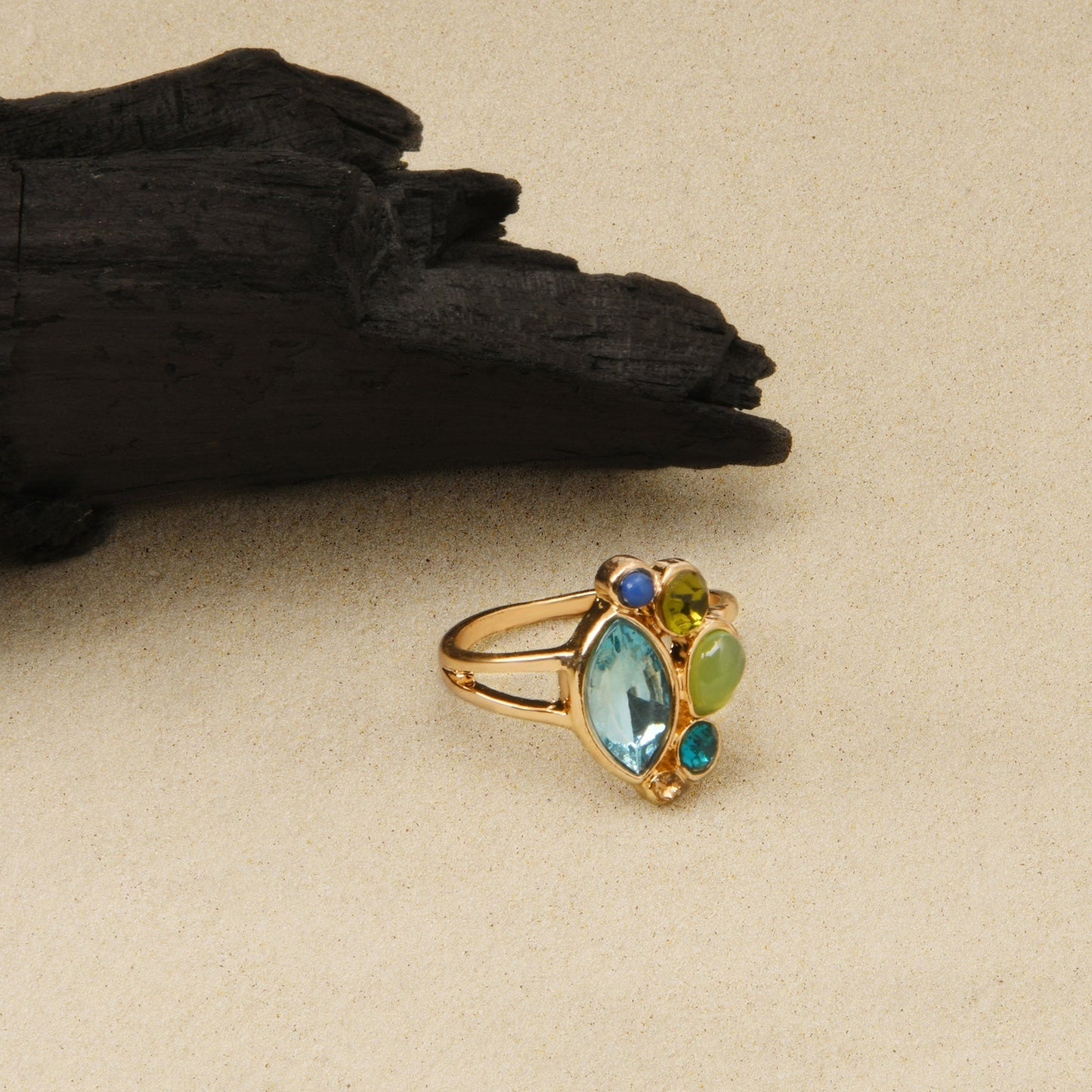 London Women's Blue Gem Cluster Ring Blue-Medium