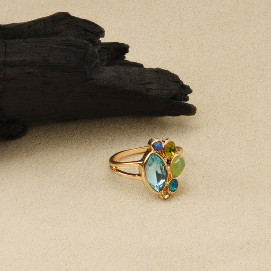 London Women's Blue Gem Cluster Ring Blue-Large