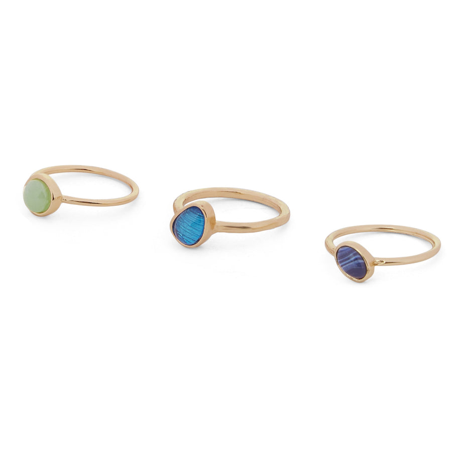 London Women's Gem Stone Rings Set Of Three-Large