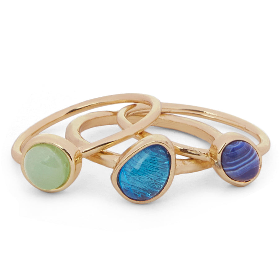London Women's Gem Stone Rings Set Of Three-Large