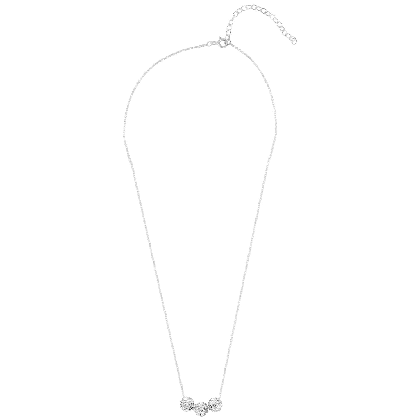 London Women's 925 Sterling Silver Triple Pave Ball Necklace