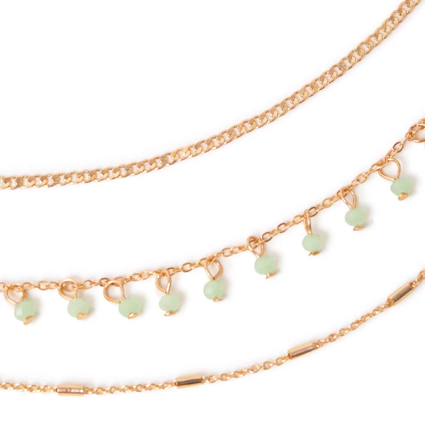 London Women's Gold Bead And Chain Layered Necklace