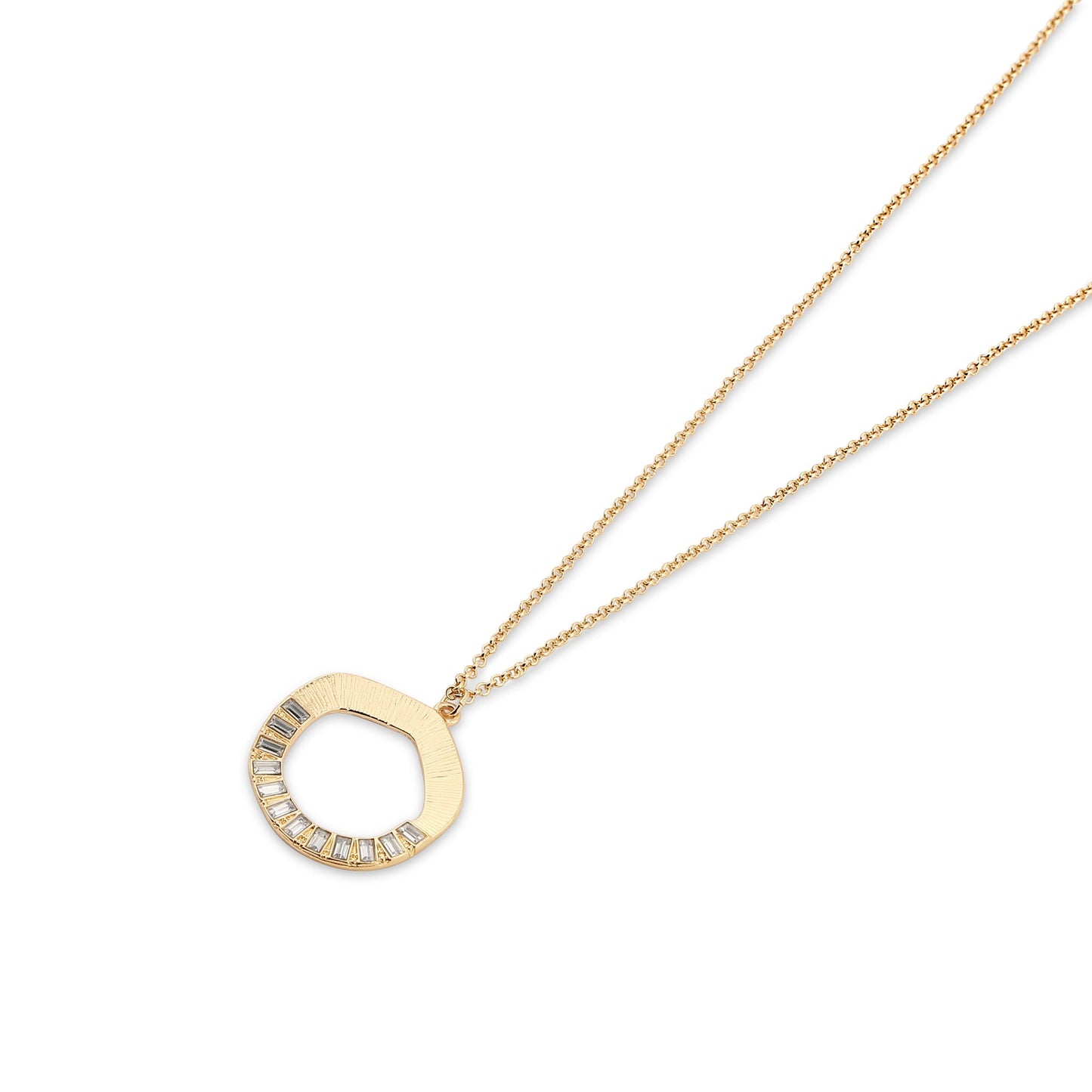 London Women's Textured Circle Long Pendant Set