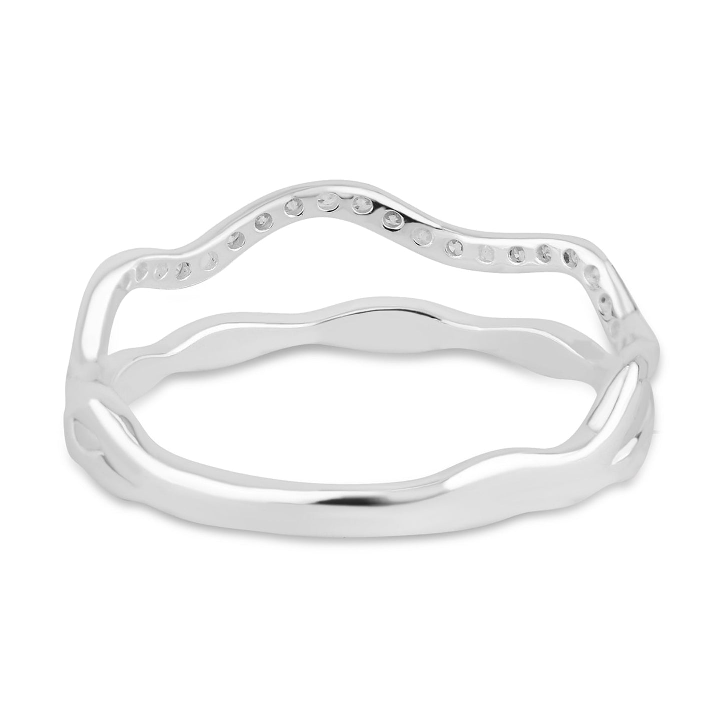 London Women's 925 Sterling Silver Hallmark Cubic Zirconia Sparkle Wiggle Ring