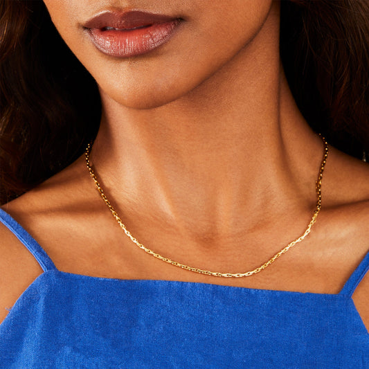 London Women's Z Real Gold Plated Collar Chain Necklace