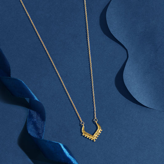 London Women's Z Real Gold Plated Sparkle V-pendant Necklace