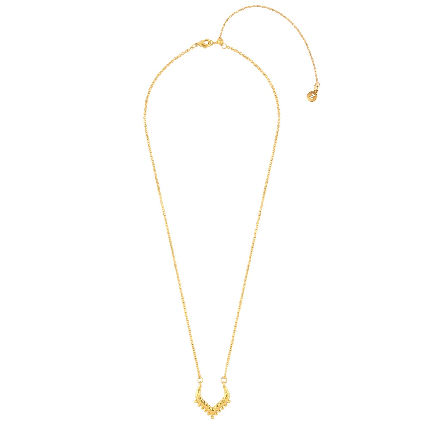 London Women's Z Real Gold Plated Sparkle V-pendant Necklace