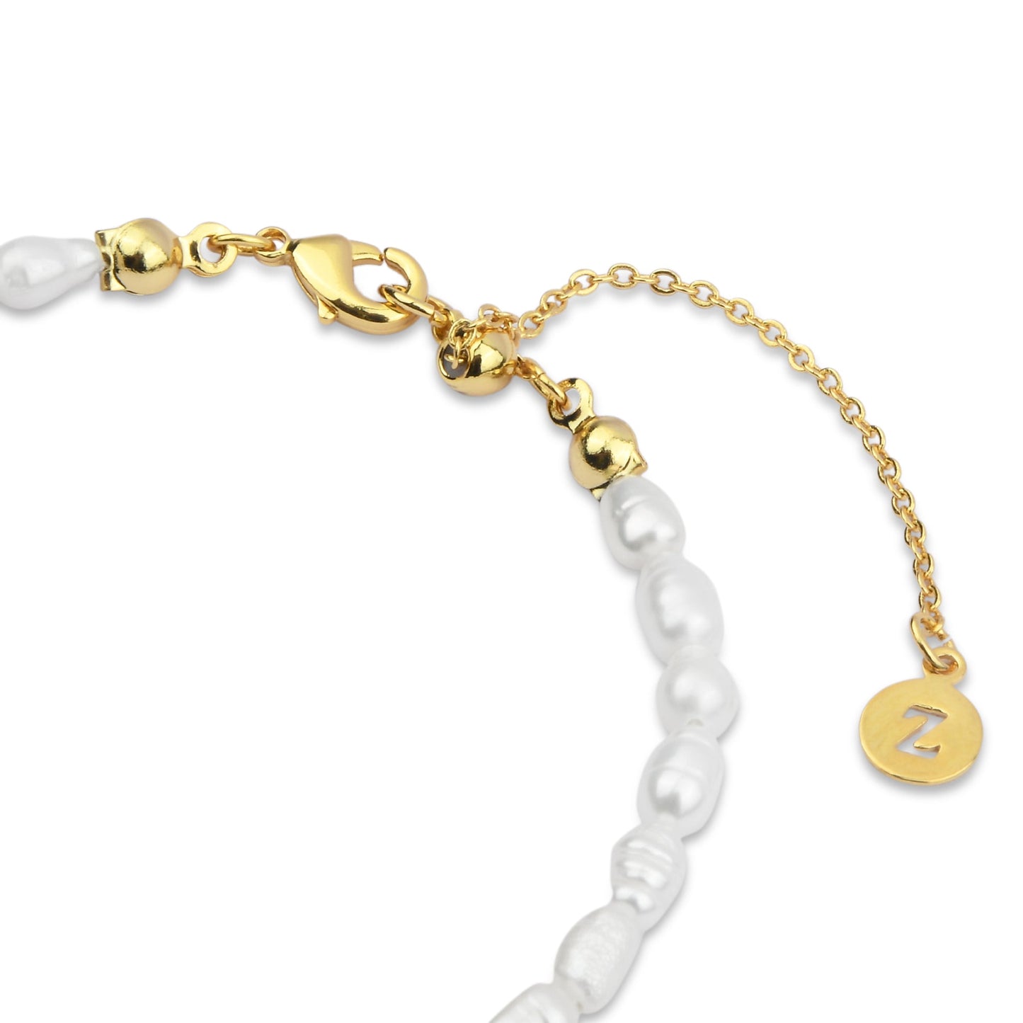 London Women's Z Real Gold Plated Z Seed Pearl Bracelet