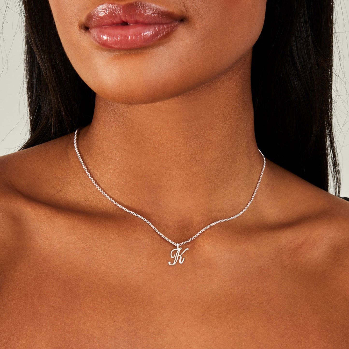 London Women's Sterling Silver-plated Initial Necklace Letter K