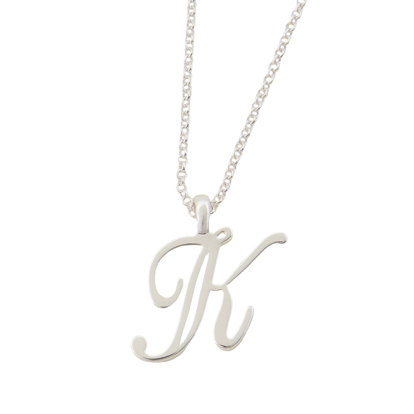 London Women's Sterling Silver-plated Initial Necklace Letter K