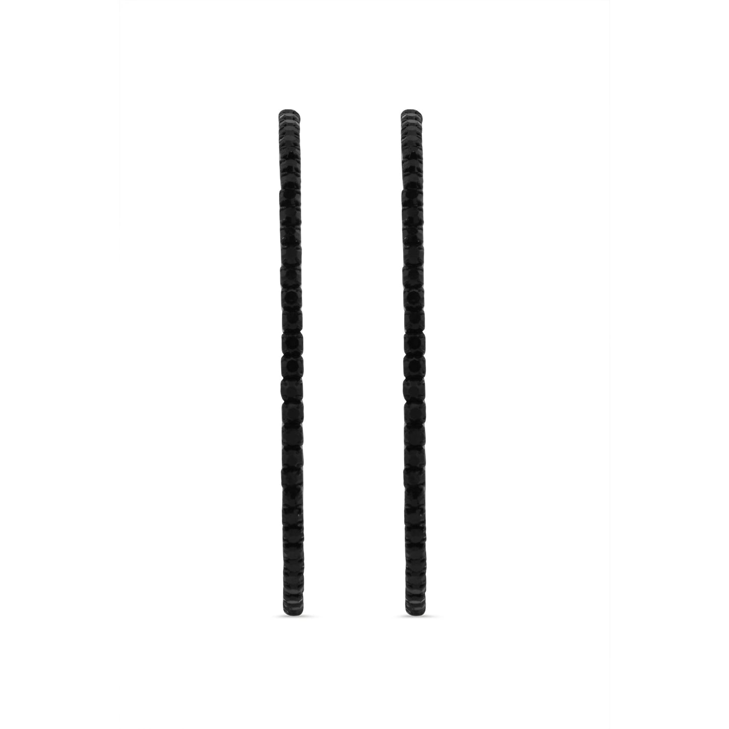 London Women's Black Thin Crystal Hoop