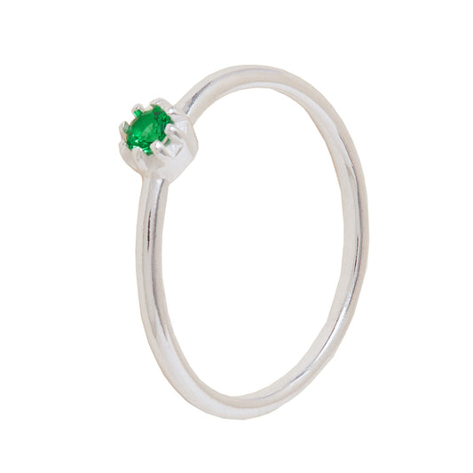 London Women's 925 Sterling Silver Hallmark Green Sparkle Ring - MEDIUM