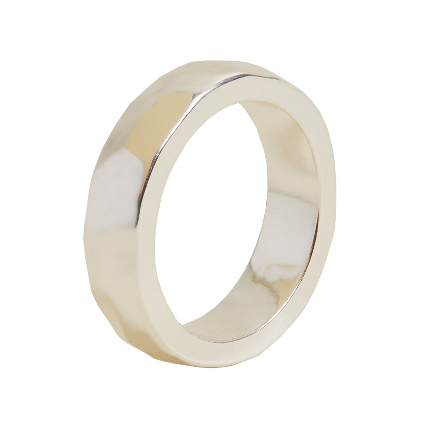London Women's Sterling Silver-plated Hammered Ring Silver - MEDIUM