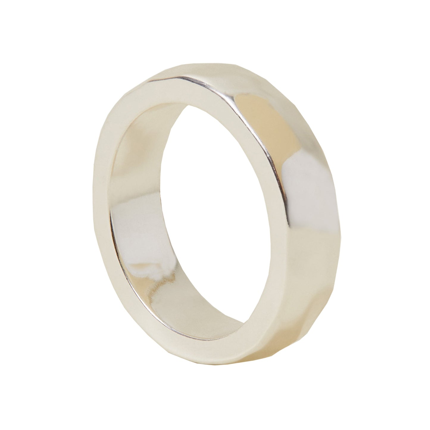 London Women's Sterling Silver-plated Hammered Ring Silver - MEDIUM
