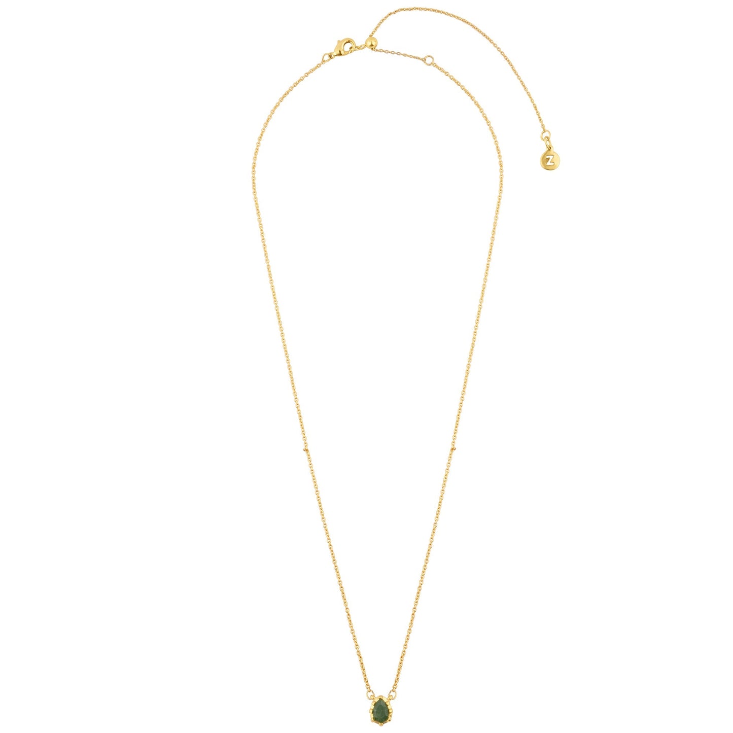 London Women's Z Real Gold Plated Pear Aventurine Necklace