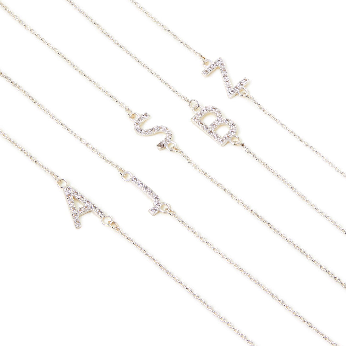 London Women's Sterling Silver Sparkle N Initial Bracelet