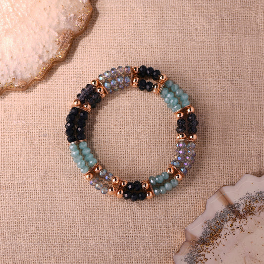 London Women's Multi Facet Bead Stretch Bracelet