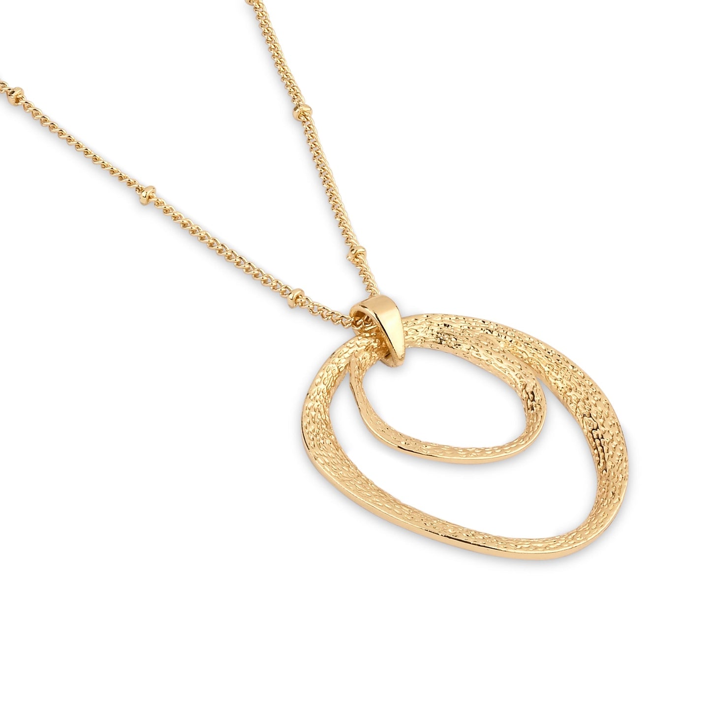 London Women's Gold Molten Circle Pendant Necklace