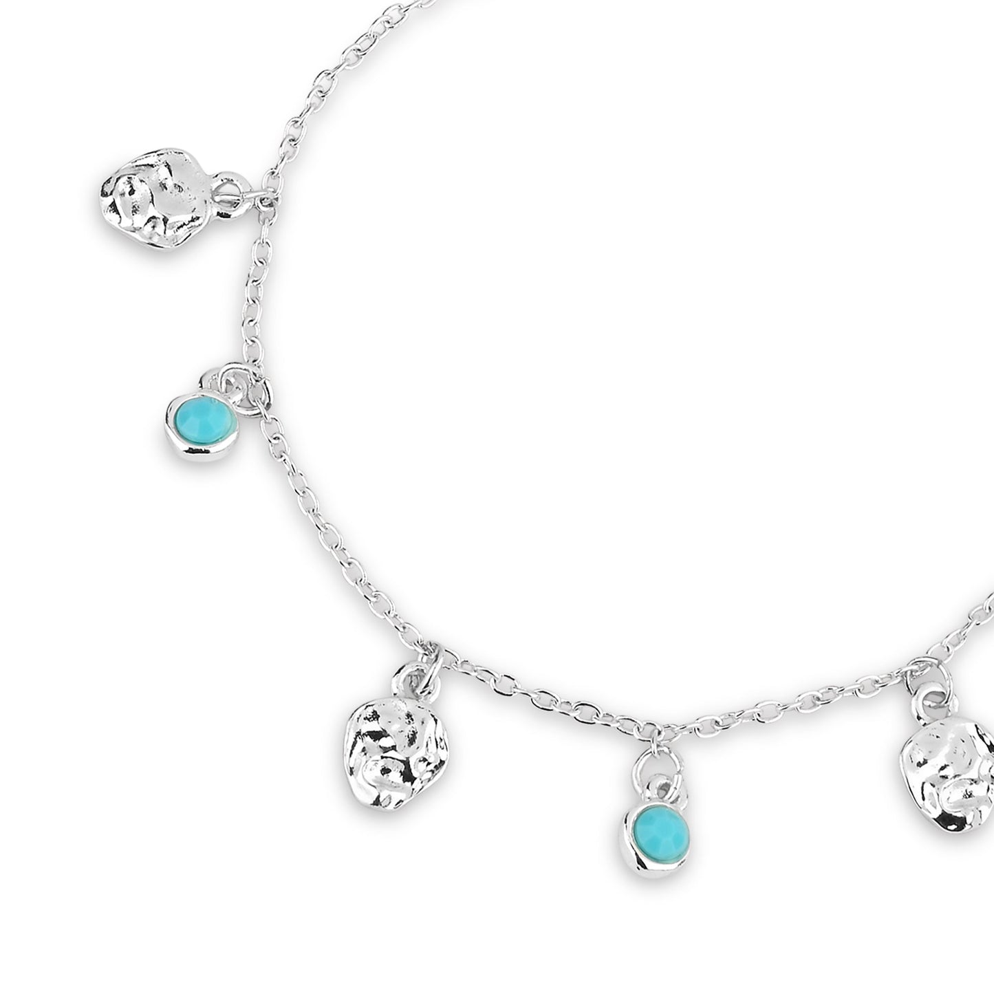 London Women's Silver Molten Disc Drop Anklet