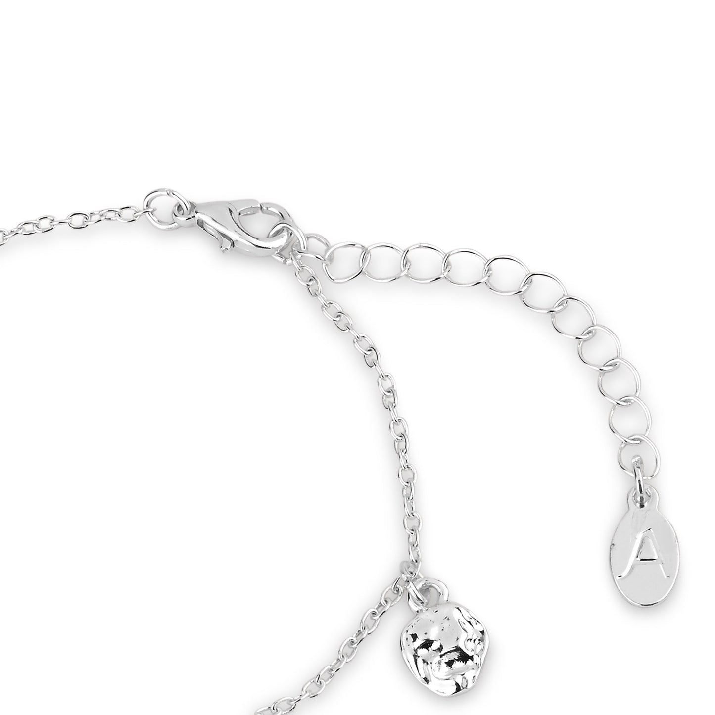 London Women's Silver Molten Disc Drop Anklet