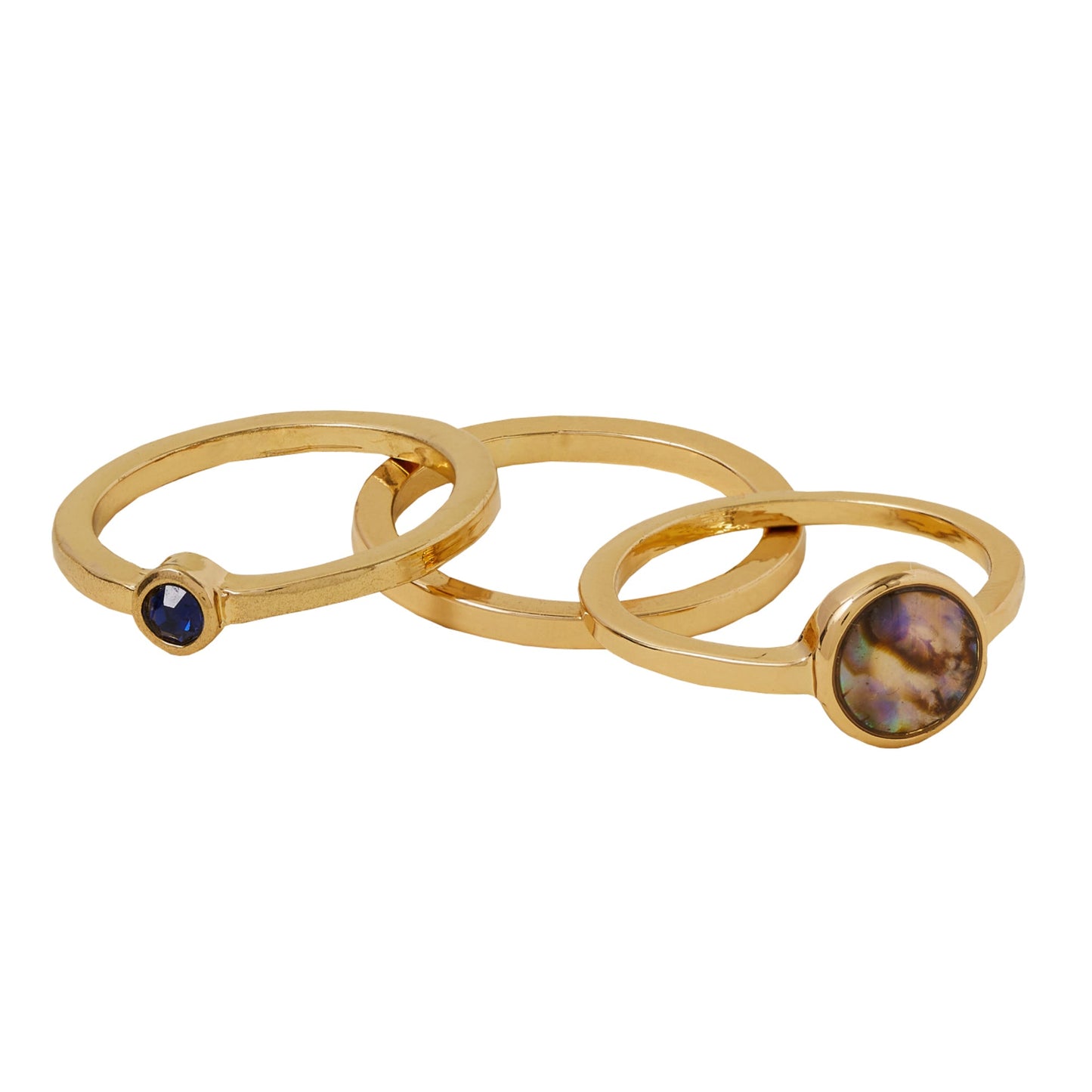 London Women's Gold Fine Gems Stacking Set of 3 - LARGE