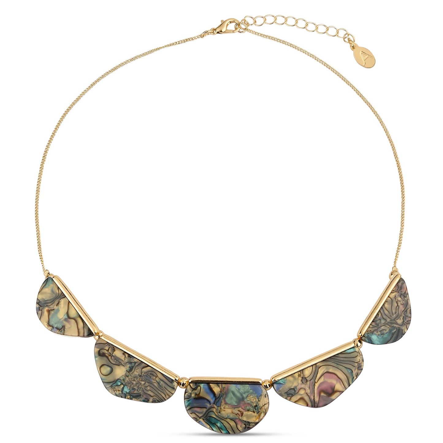 London Women's Gold Mother Of Pearl Semi Circle Necklace