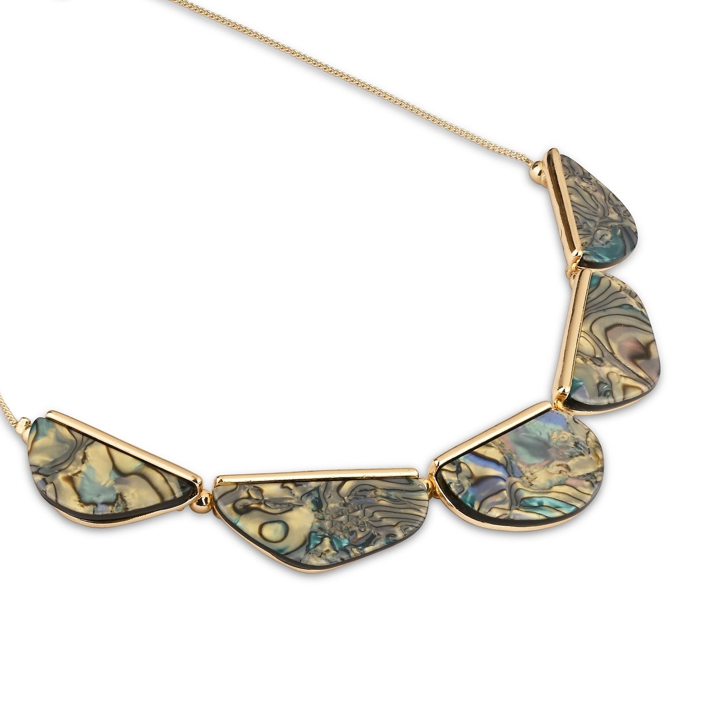 London Women's Gold Mother Of Pearl Semi Circle Necklace