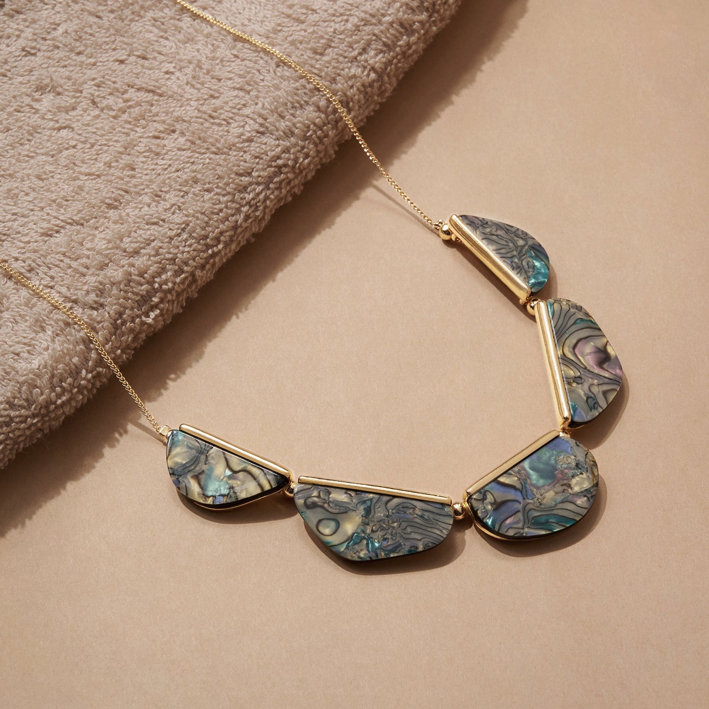 London Women's Gold Mother Of Pearl Semi Circle Necklace