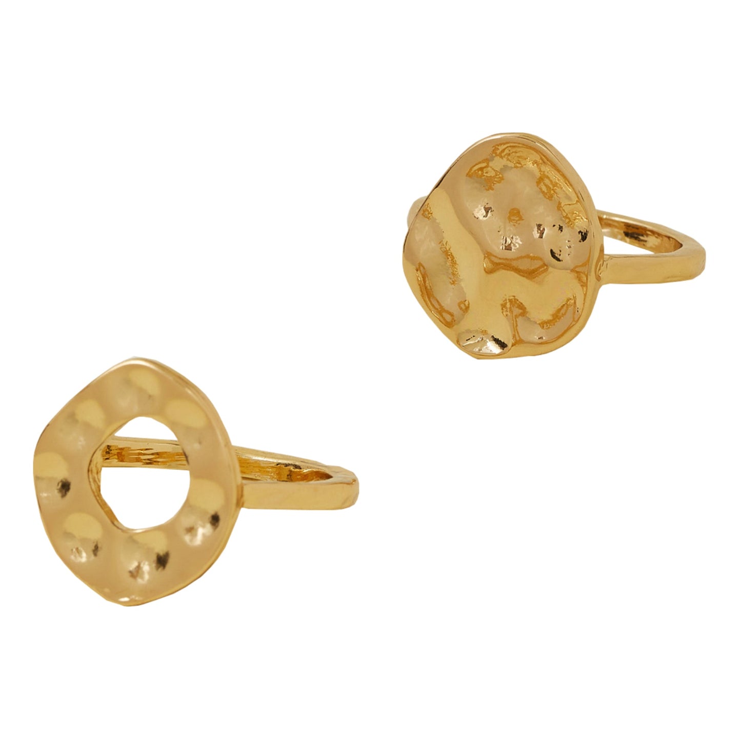 London Women's Gold Organic Molten Rings Pack Of 2-Medium