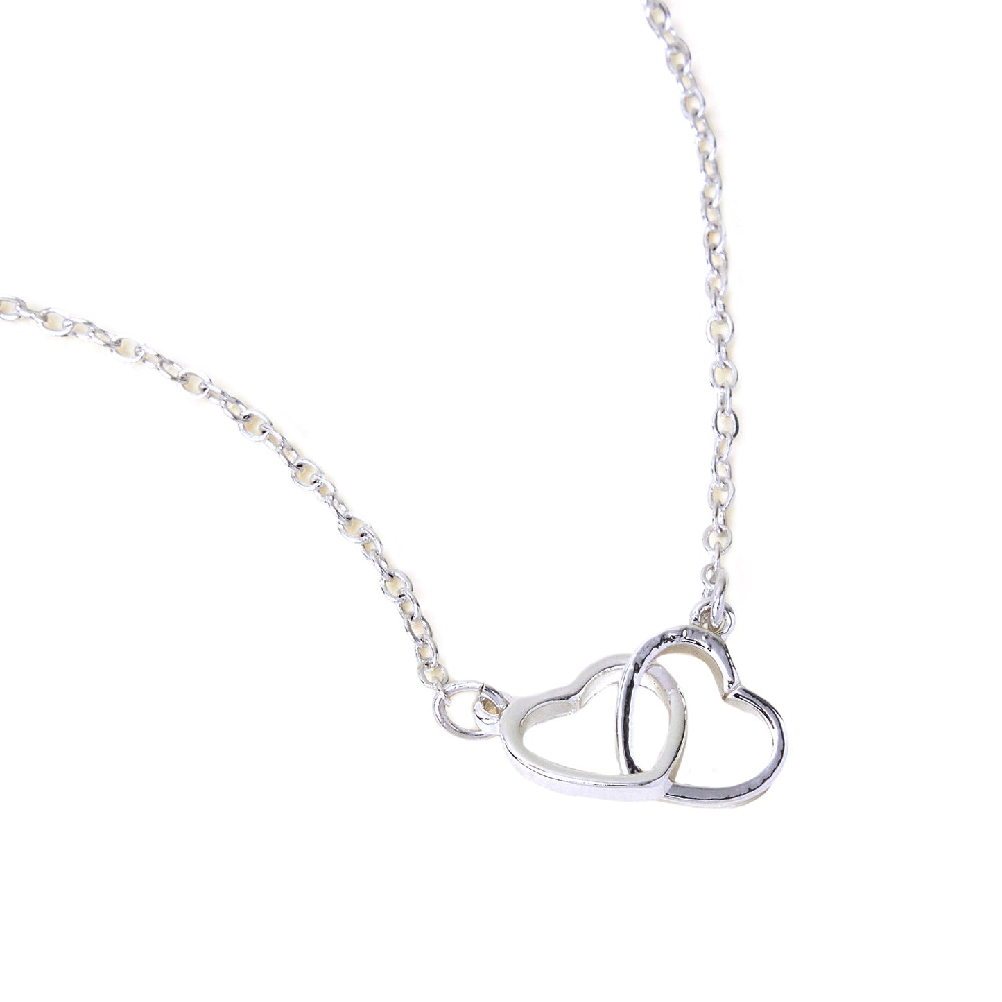London Women's Silver Heart Links Pendant Necklace