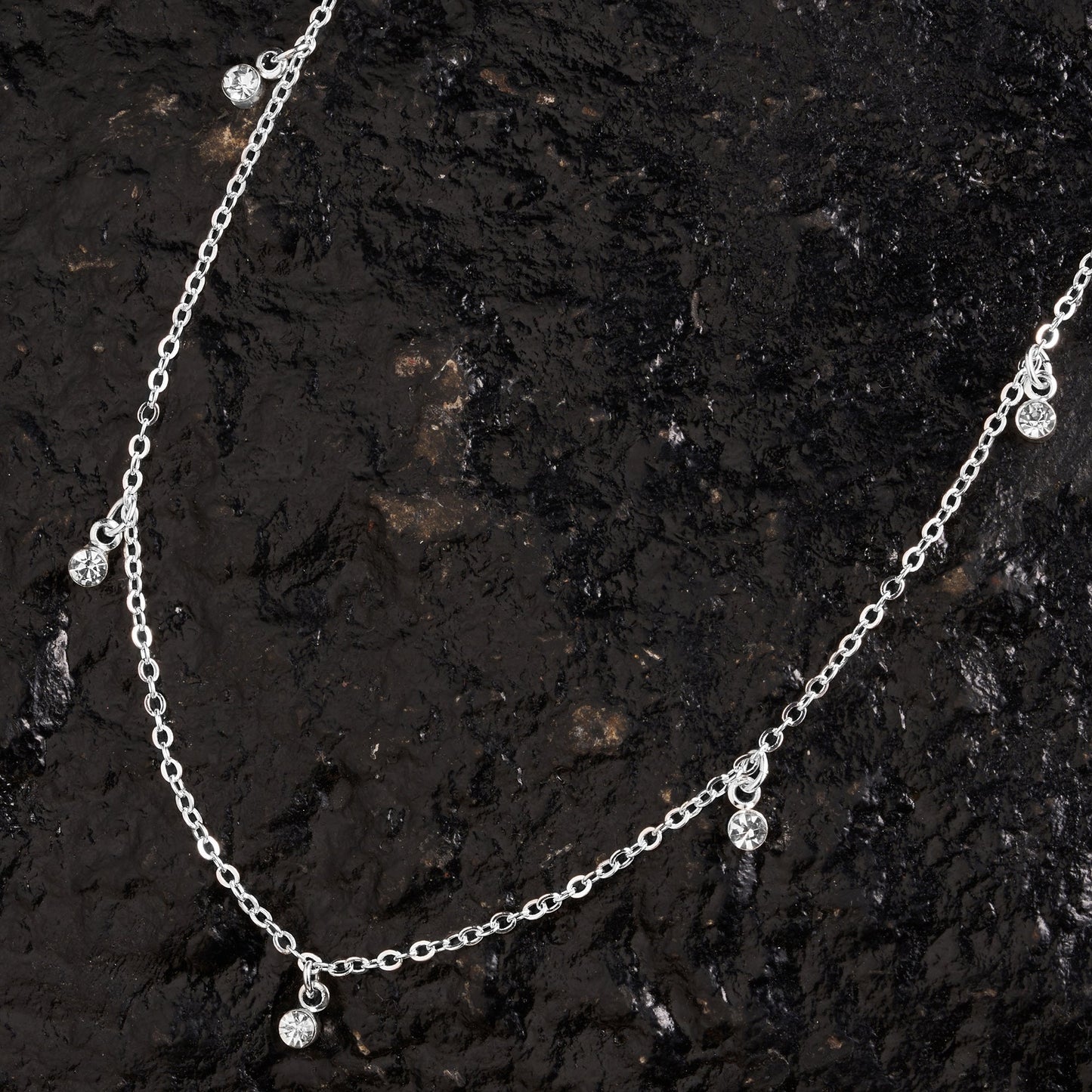 London Women's Silver Gem Station Necklace