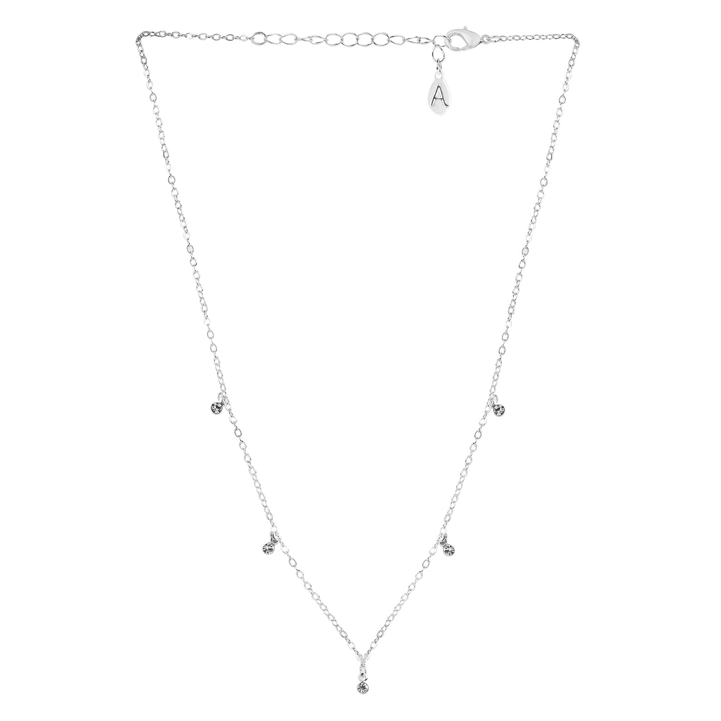London Women's Silver Gem Station Necklace