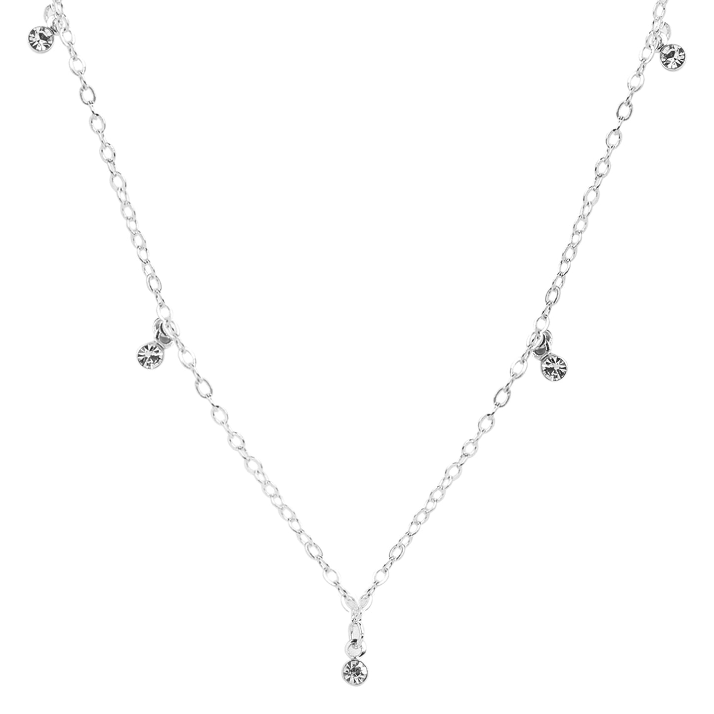 London Women's Silver Gem Station Necklace
