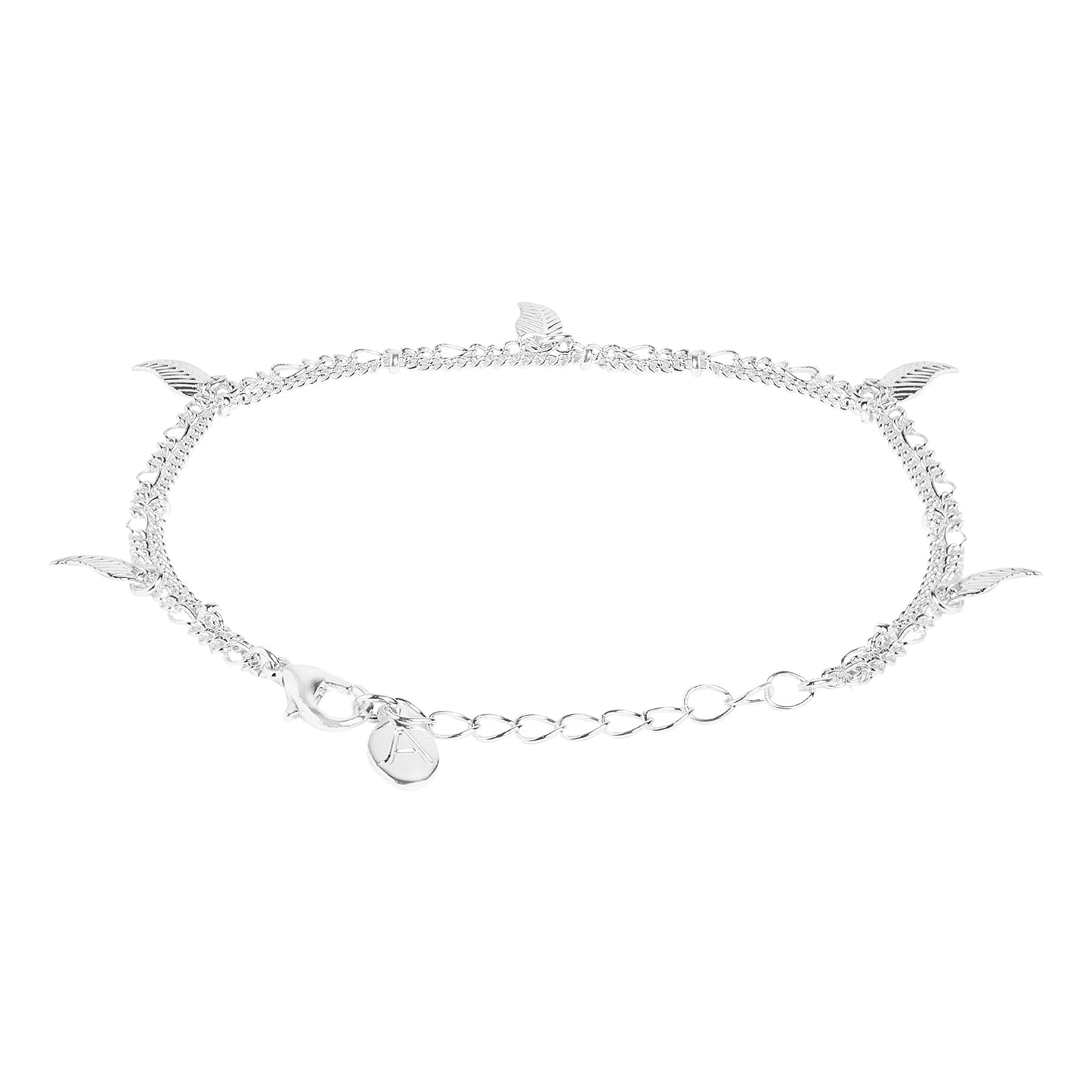London Women's Silver Leaf Station Layered Bracelet