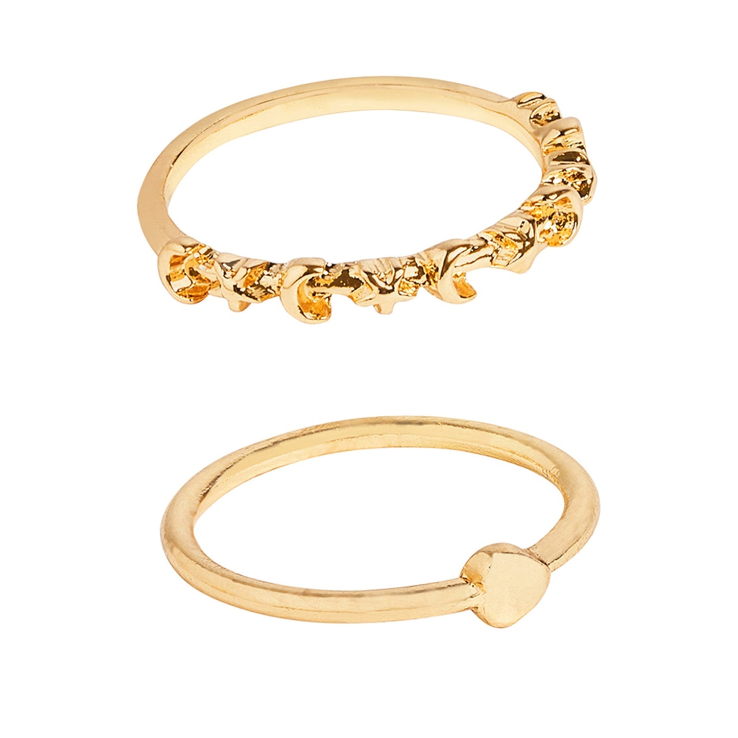 London Women's Gold Star And Moon Rings Pack of 2 - Small
