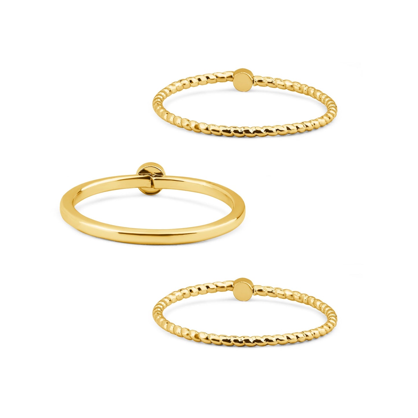 London Women's Gold Gem Pearl Rings Pack Of 3-Small