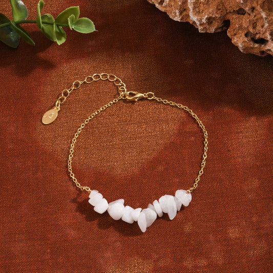 London Women's Gold Raw Stone Anklet