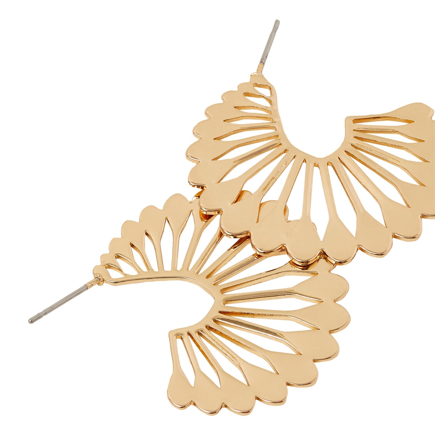 London Women's Gold Cut Out Flower Hoop Earrings
