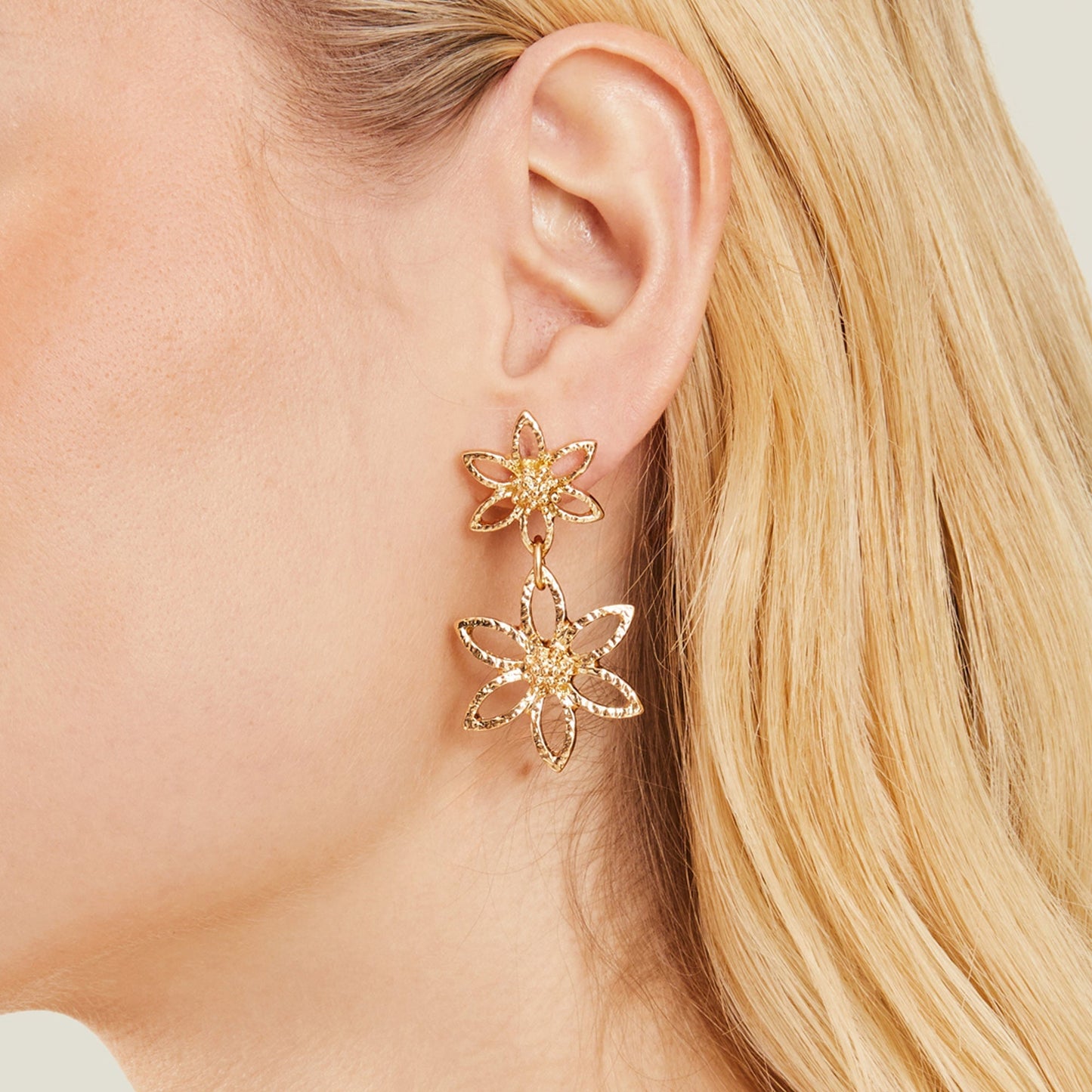 London Women's Gold Flower Statement Earrings