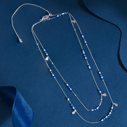 London Women's Sterling Silver-plated Long Beaded Necklace