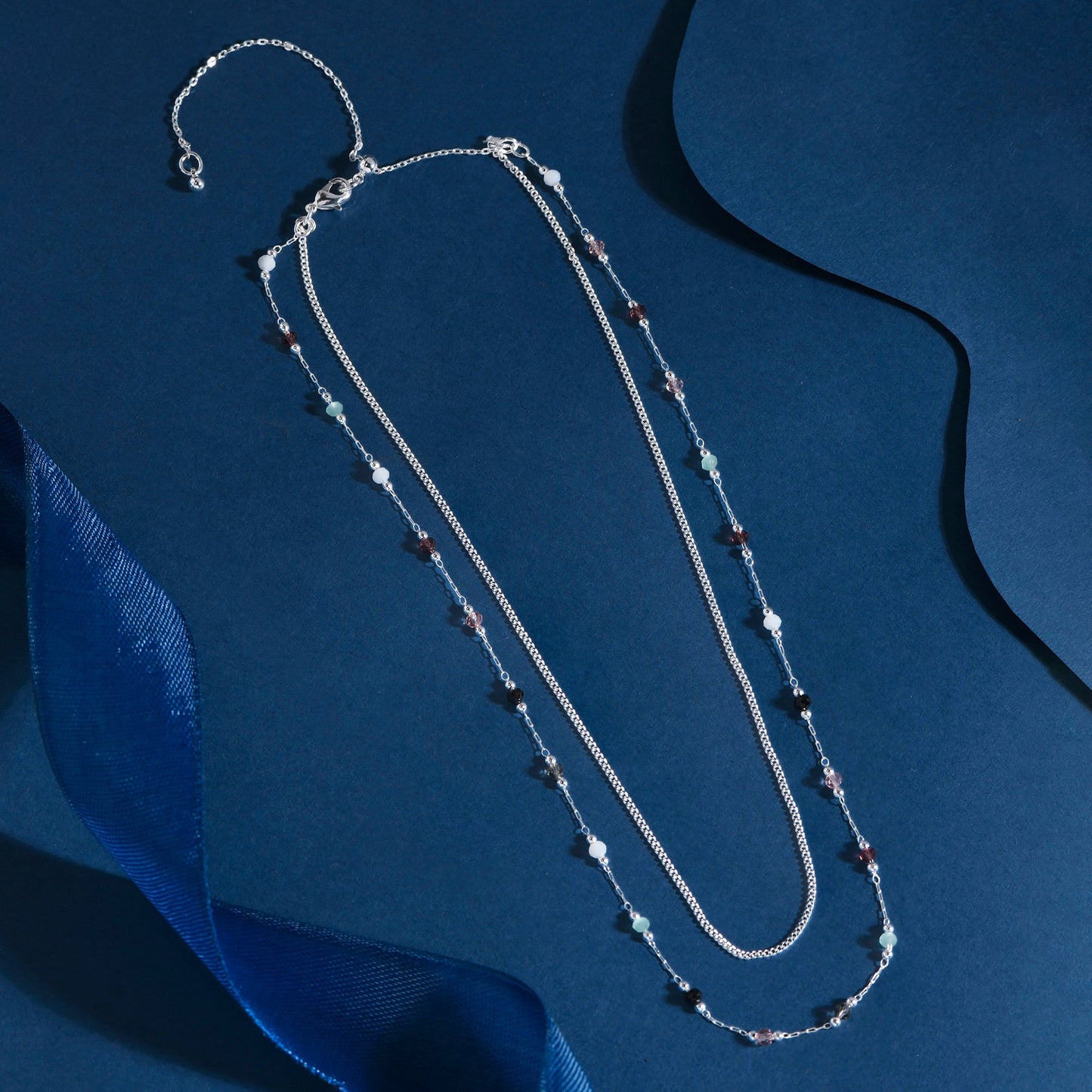 London Women's Sterling Silver-plated Beaded Station Necklace