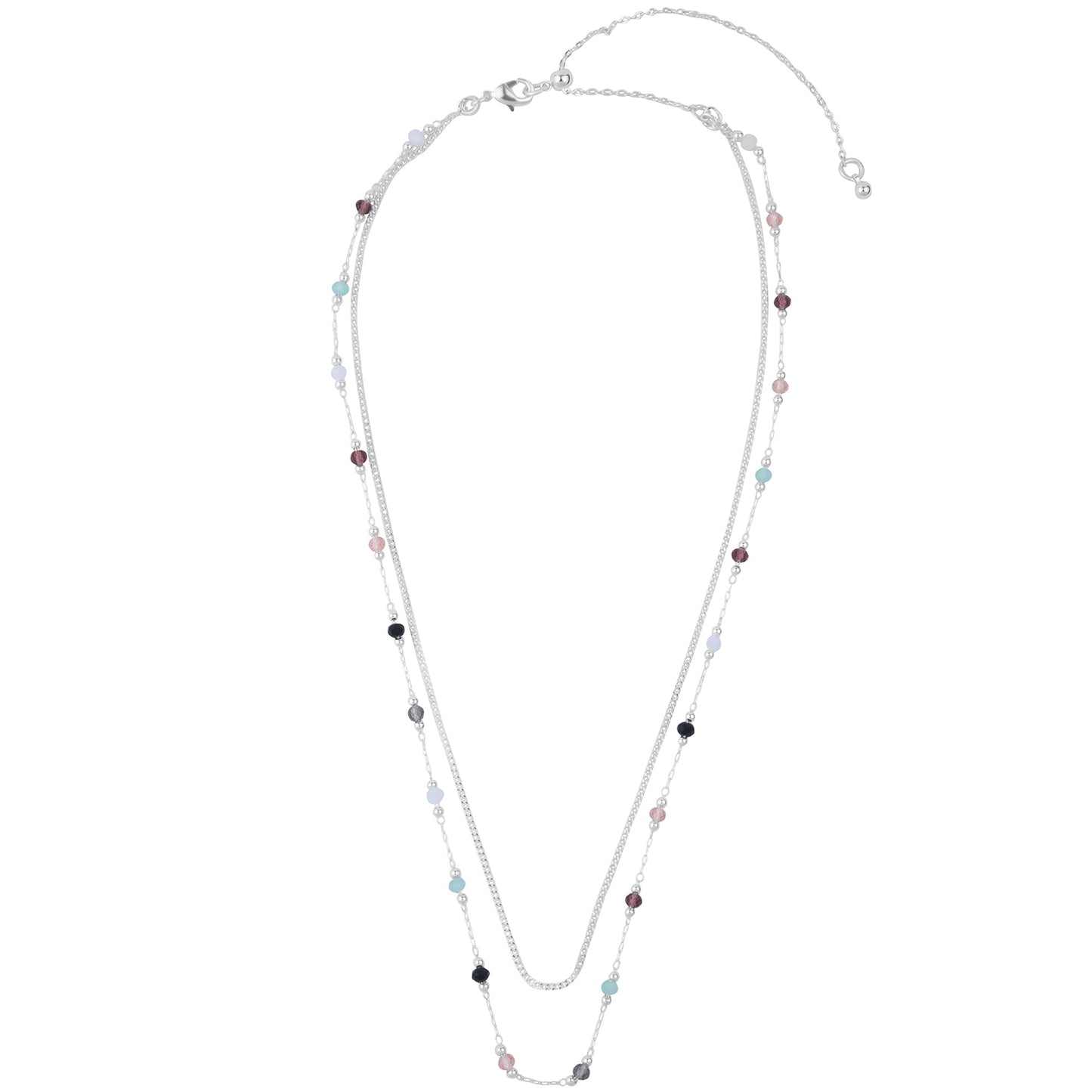 London Women's Sterling Silver-plated Beaded Station Necklace