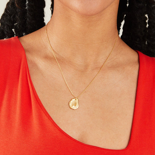 London Women's Z Real Gold Plated Molten Pendant Necklace