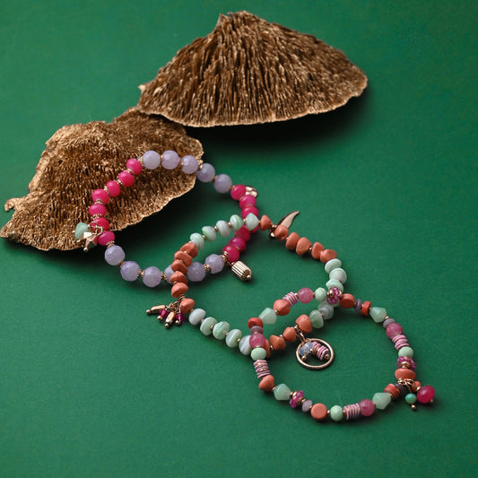 London Women's Multi Chunky Bead Stretch Bracelets